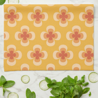 Linge De Cuisine Fleurs rétro géo des années 70 sur ambre