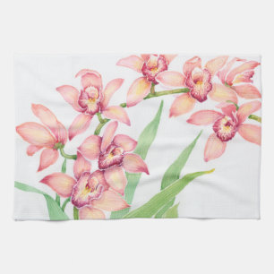 Linge De Cuisine Fleurs roses d'aquarelle