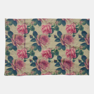 Linge De Cuisine Fleurs roses victoriennes vintages