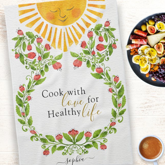 Linge De Cuisine Fleurs rouges mignonnes Sun personnalisées (Créateur téléchargé)