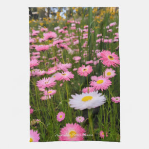 Linge De Cuisine Fleurs sauvages australiennes roses et blanches
