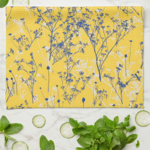 Linge De Cuisine Fleurs sauvages bleus Abstraits modernes sur mouta