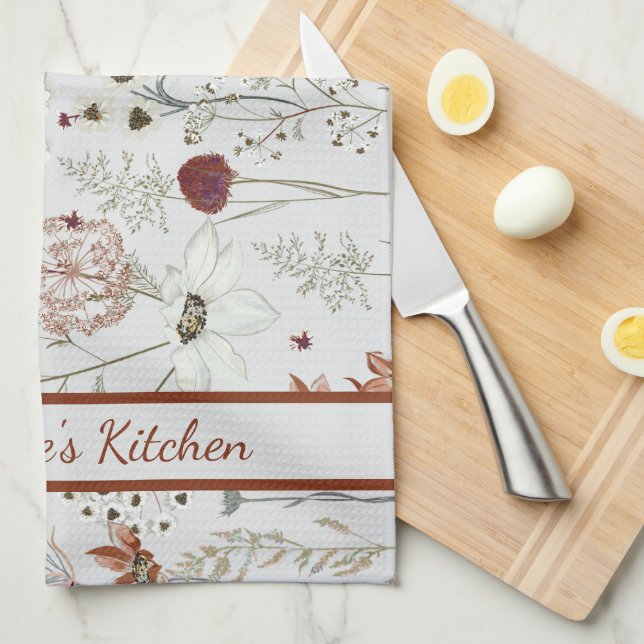 Linge De Cuisine Fleurs sauvages bourguignons modernes | Élégant Bo (Quart Plié)