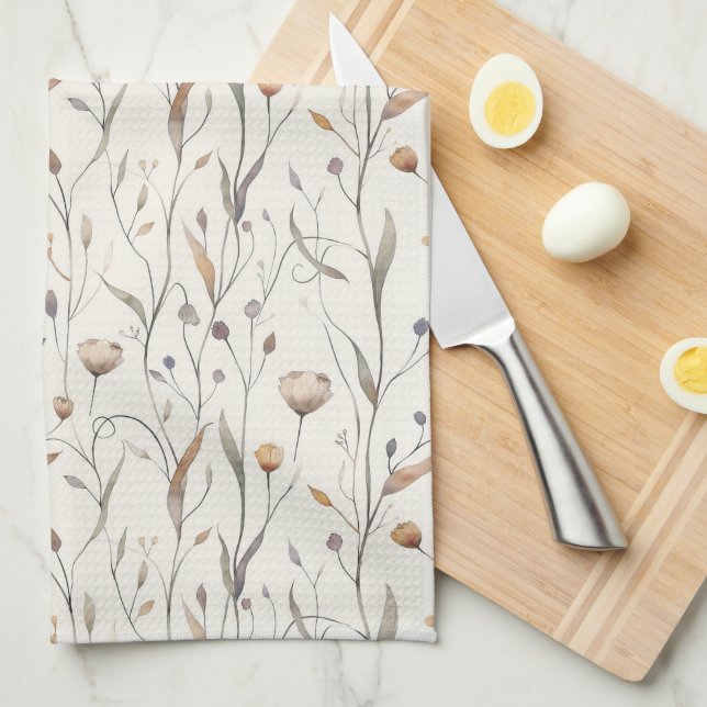 Linge De Cuisine Fleurs sauvages délicats (Quart Plié)