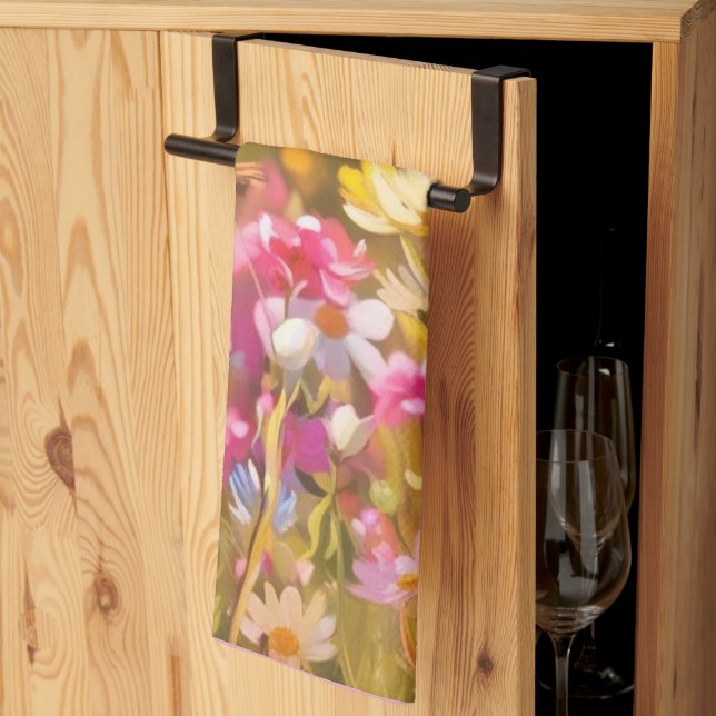Linge De Cuisine Fleurs sauvages roses Lavande jaune 2025 (Pliage en tiers)