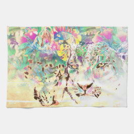 Linge De Cuisine Fleurs tropicales du léopard des neiges pastel haw