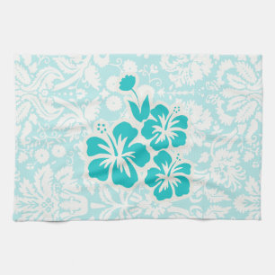 Linge De Cuisine Fleurs tropicales turquoises