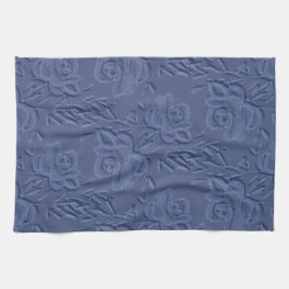 Linge De Cuisine Fleurs vintages d'aquarelle bleu