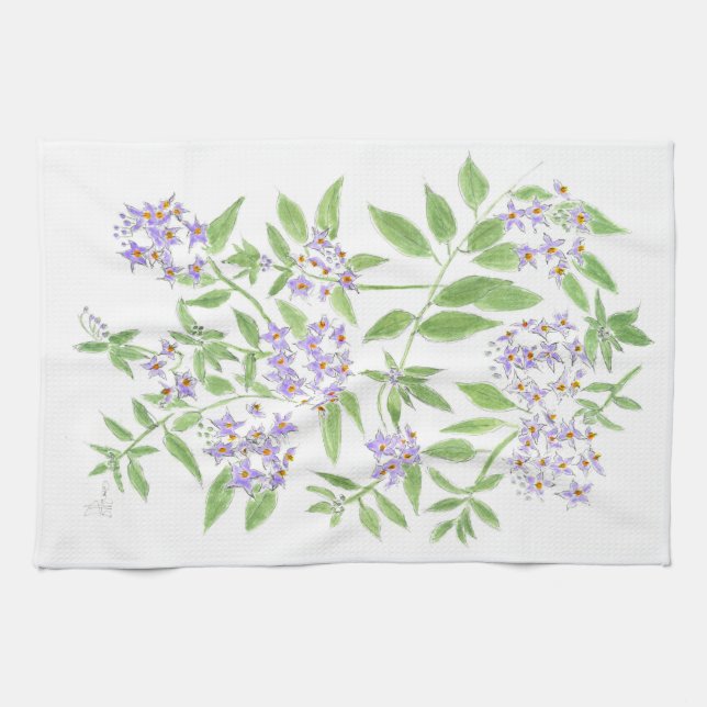 Linge De Cuisine Fleurs violettes (Horizontal)