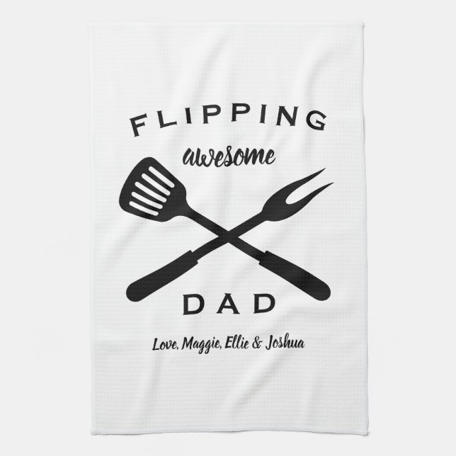 Linge De Cuisine Flime papa génial | Cadeau papa Hommes | Nom perso (Vertical)