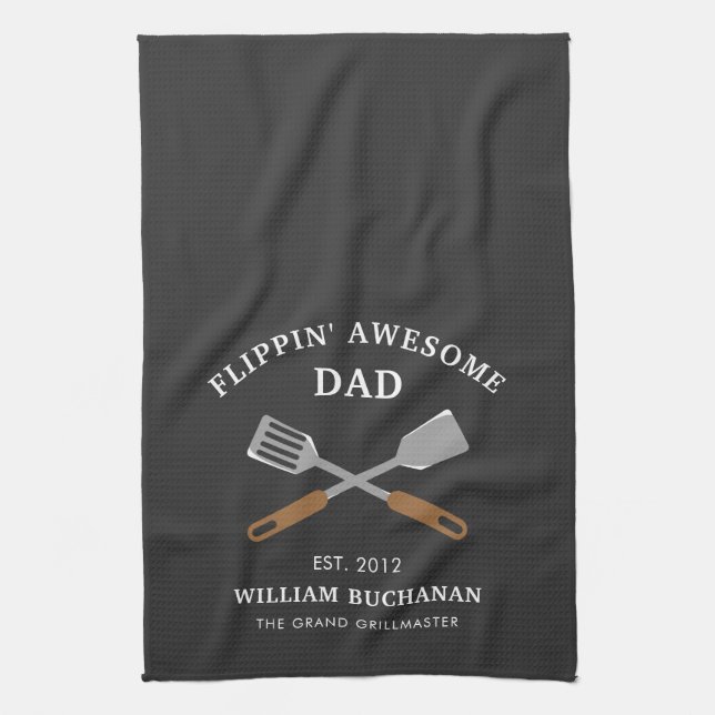 Linge De Cuisine Flippin Awesome Papa BBQ Père personnalisé (Vertical)