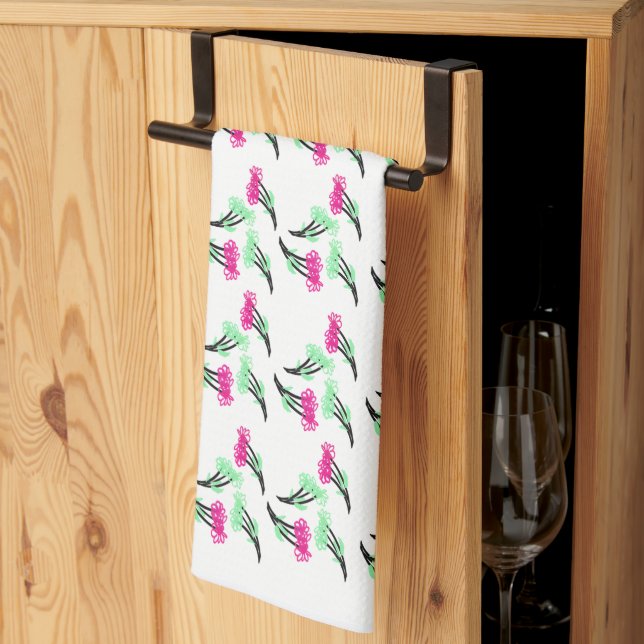 Linge De Cuisine Floral Bund'Vert rose Maman grand-mère (Pliage en tiers)