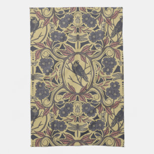 Linge De Cuisine Floral de mauve, de tan et de gris de Corbeau et d