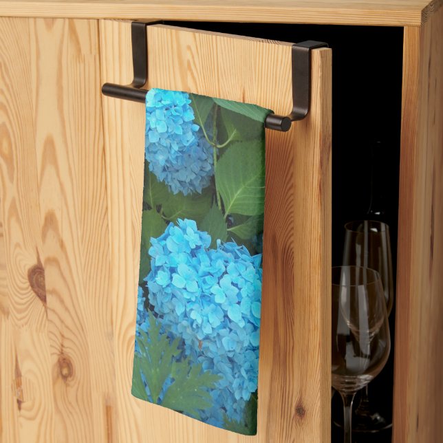 Linge De Cuisine Floral d'Hydrangée Bleue (Pliage en tiers)
