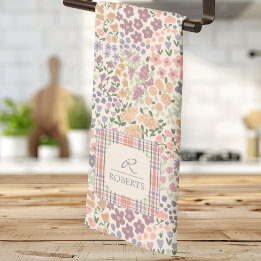 Linge De Cuisine Floral Plaid Kitchen Towel –Cottagecore Dish Towel