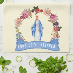 Linge De Cuisine Floral religieux béni par catholique de Vierge