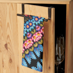 Linge De Cuisine Floral rose et bleu