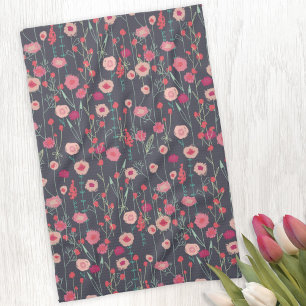Linge De Cuisine Floral rose noir Motif