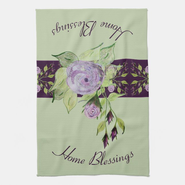 Linge De Cuisine Floral Rose violet (Vertical)