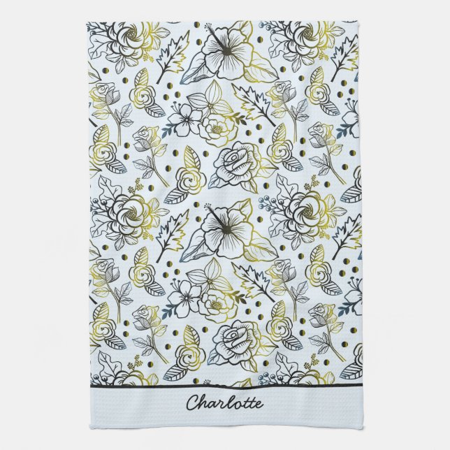 Linge De Cuisine Floral sans couture motif grande fleur personnalis (Vertical)