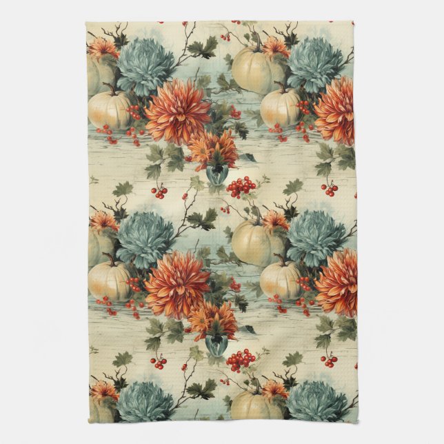Linge De Cuisine Floral Thanksgiving Motif Vintage (1) (Vertical)
