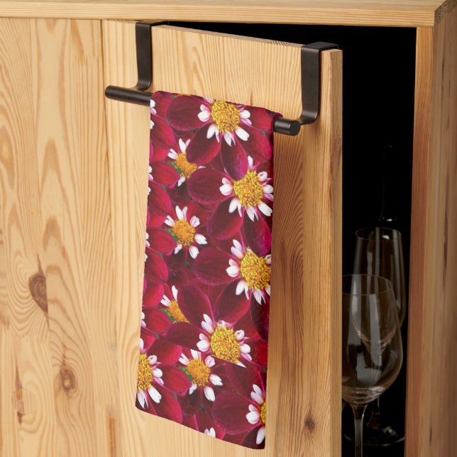 Linge De Cuisine Flore de fleurs de Dahlia rouge (Pliage en tiers)