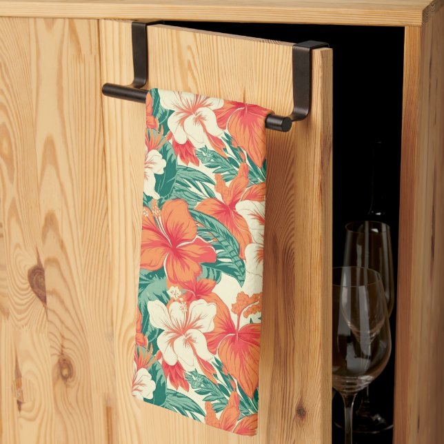 Linge De Cuisine Flore tropicale hawaïenne motif (Pliage en tiers)