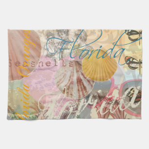 Linge De Cuisine Floride Vintage Travel Beach Seashell Shell Art
