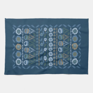 Linge De Cuisine Flower garden Tea Towa, bleu foncé & clair, brun