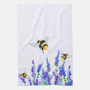 Linge De Cuisine Flowers and Bees Flying Kitchen Towel