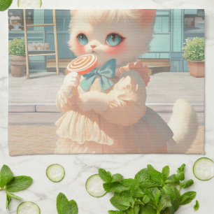 Linge De Cuisine Fluffy Kitten avec Lollipop à la pâtisserie