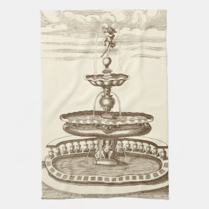 Linge De Cuisine Fontaine de cour avec chérub ornemental