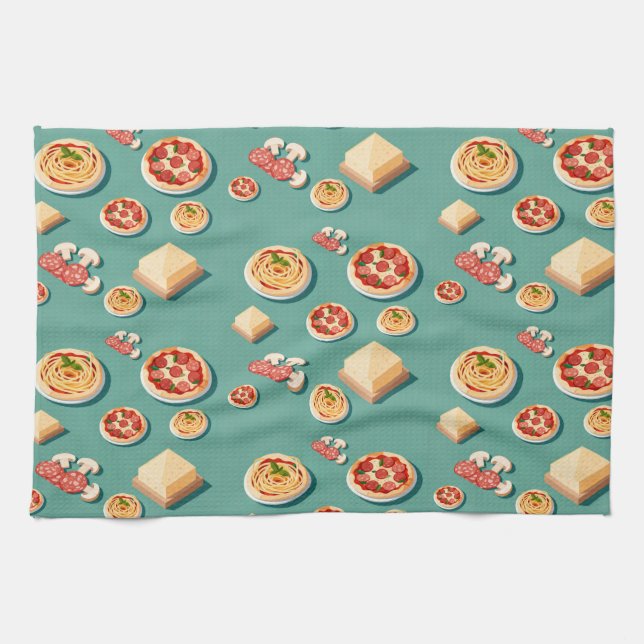 Linge De Cuisine food icons pizza pasta and cheese (Horizontal)