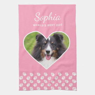 Linge De Cuisine Forme de cœur Photo de chien personnalisée sur ros