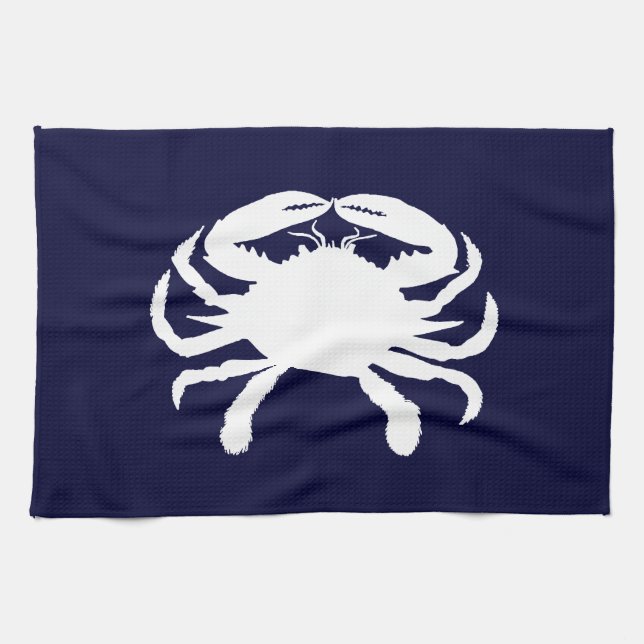 Linge De Cuisine Forme de crabe bleu et blanc (Horizontal)