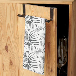 Linge De Cuisine Formes Abstraites Motif Sans Couture en Noir et Bl