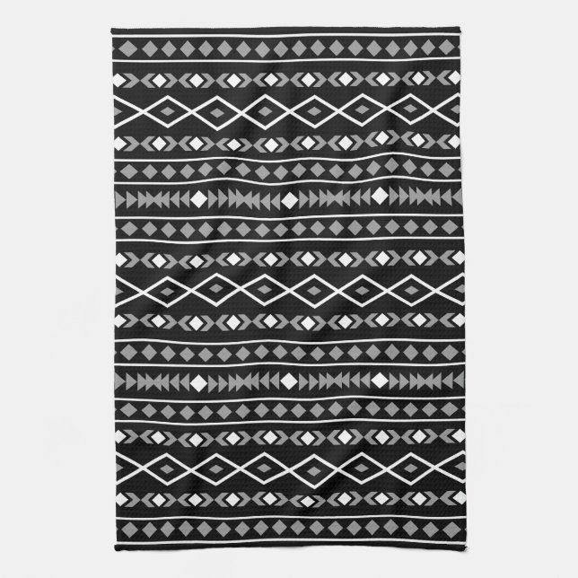 Linge De Cuisine Formes Aztec Motif gris noir (Vertical)