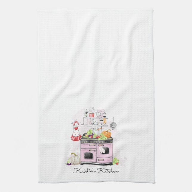 Linge De Cuisine Fourneau personnalisé de rose de cuisine (Vertical)
