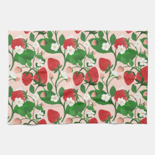Linge De Cuisine Fraises et fleurs sucrées