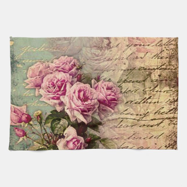 Linge De Cuisine francais chic, shabby chic, roses roses roses, flo (Horizontal)