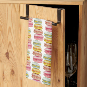 Linge De Cuisine Français Macarons aquarelle peinte à la main