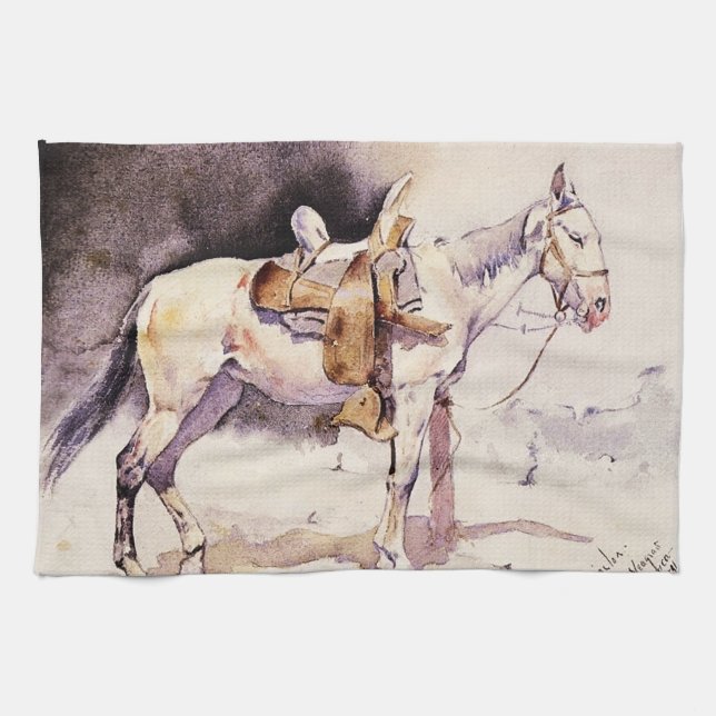 Linge De Cuisine Frédéric Remington Western Art Mexicain Pony (Horizontal)
