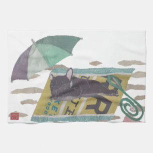 Linge De Cuisine Frenchie noir, bouledogue français, art de chien