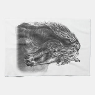 Linge De Cuisine Friesian Horse Portrait Wavy Mane