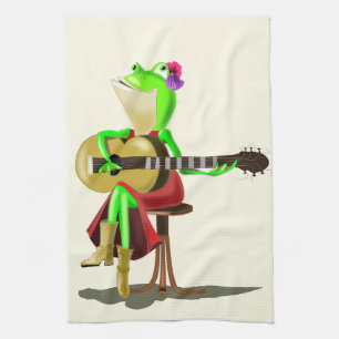Linge De Cuisine Frog Guitar Player Fun Kitchen Towel