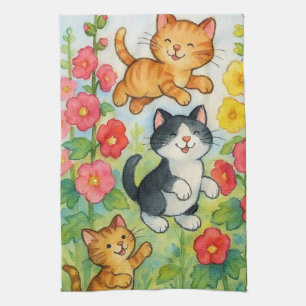 Linge De Cuisine Frolicking Country Chats in Flower Garden