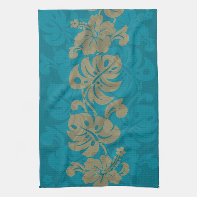 Linge De Cuisine Frontière de Kalakaua Hawaiian Hibiscus KL303 (Vertical)