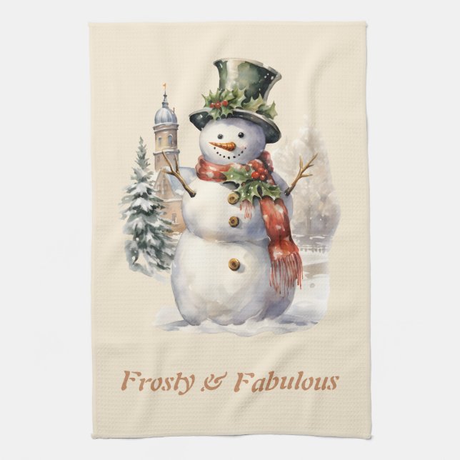 Linge De Cuisine Frosty & Fabrique Noël Snowman mignon (Vertical)