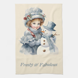 Linge De Cuisine Frosty & Fabulous Mignonne fille Noël Snowman