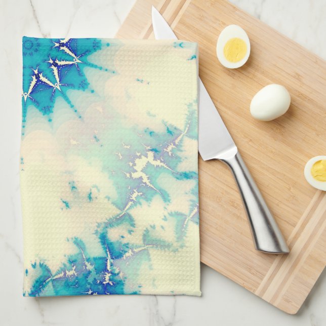 Linge De Cuisine Frozen Frosty Blue Snowflake Winter Pattern (Quart Plié)